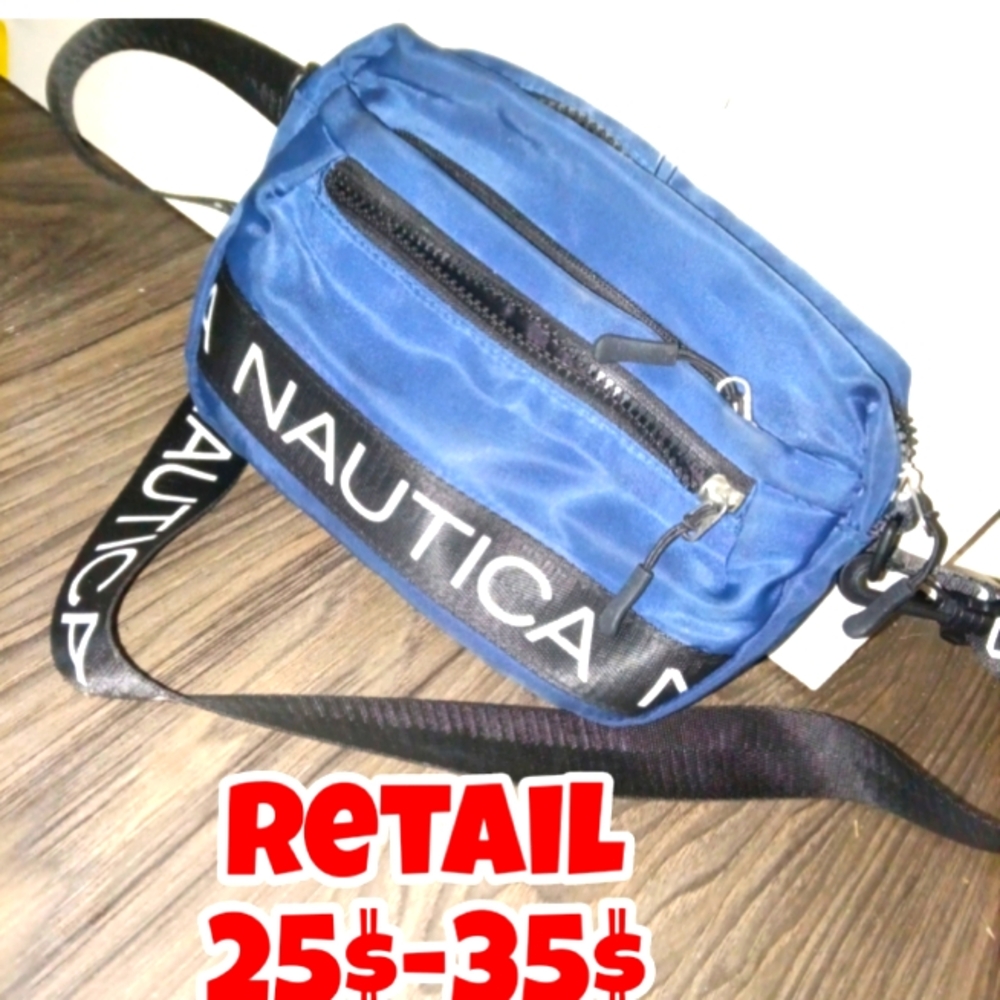 Nautica Blue and Black Belt Bag with Sporty Design